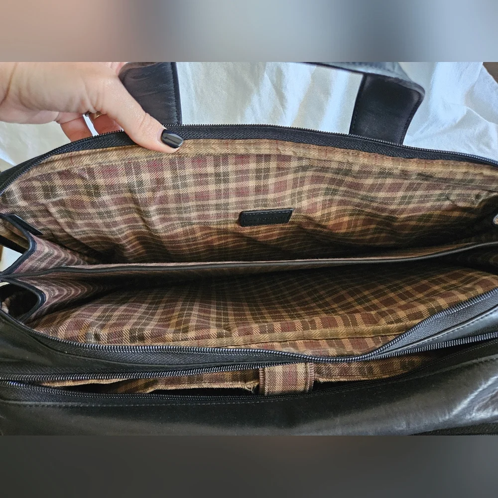 Vintage El Portal Black Leather Briefcase Laptop Messenger Bag